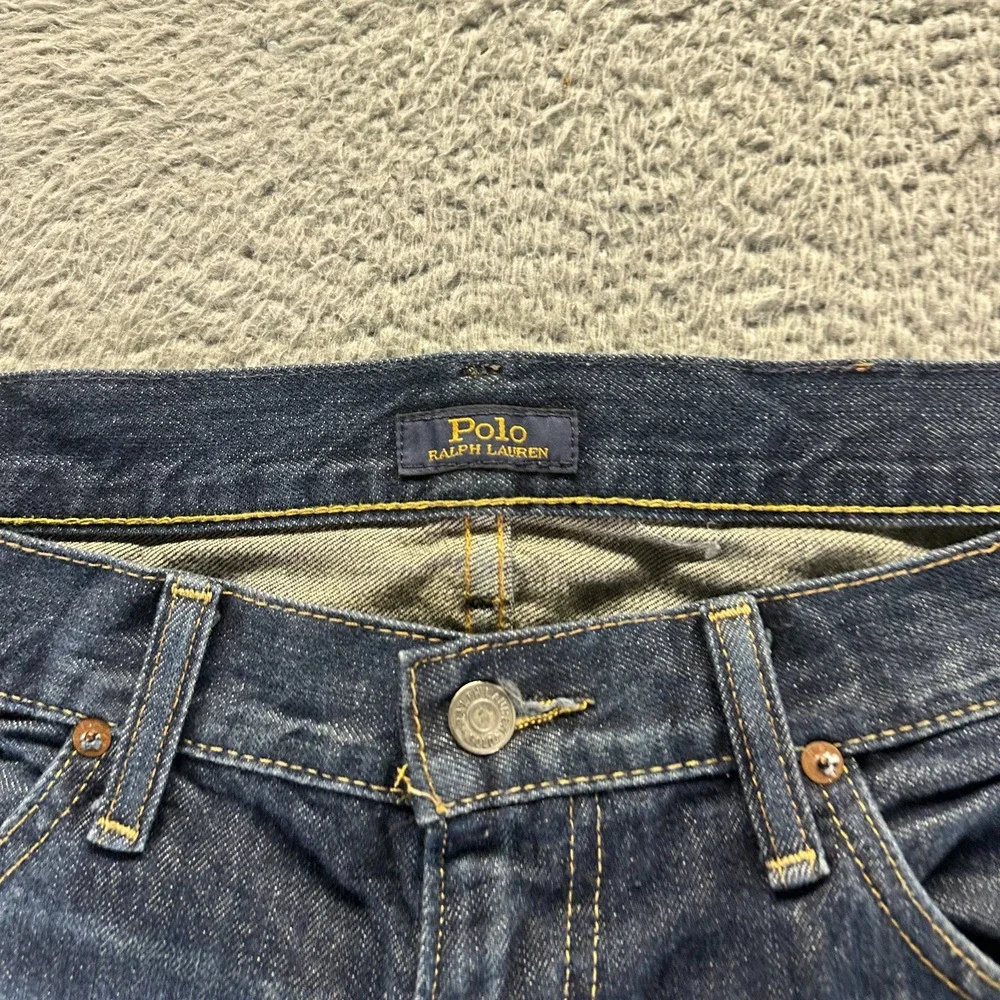 Polo‎ Ralph Lauren Varick Jeans Mens 37x30 Blue Cotton Denim Straight Slim Faded